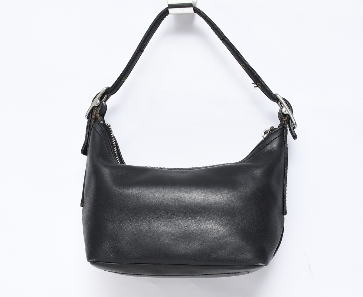 Y2K Coach Hobo Sleek #9844 Mini Demi Black Leather Baguette Hand