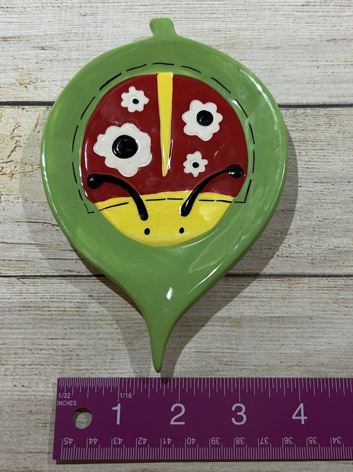 Pier 1 Lady Bug Ladybug on Leaf Spoon Rest Trinket Tray HTF EXCELLENT
