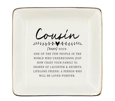 WODMIS Cousin Gifts Ceramic Jewelry Tray Dish, Cousin Birthday Gifts Jewelry ...