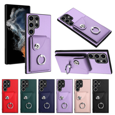 Brieftasche Leder Ring Ständer Etui Abdeckung für Samsung S20FE S21FE S22Ultra S23FE 5G