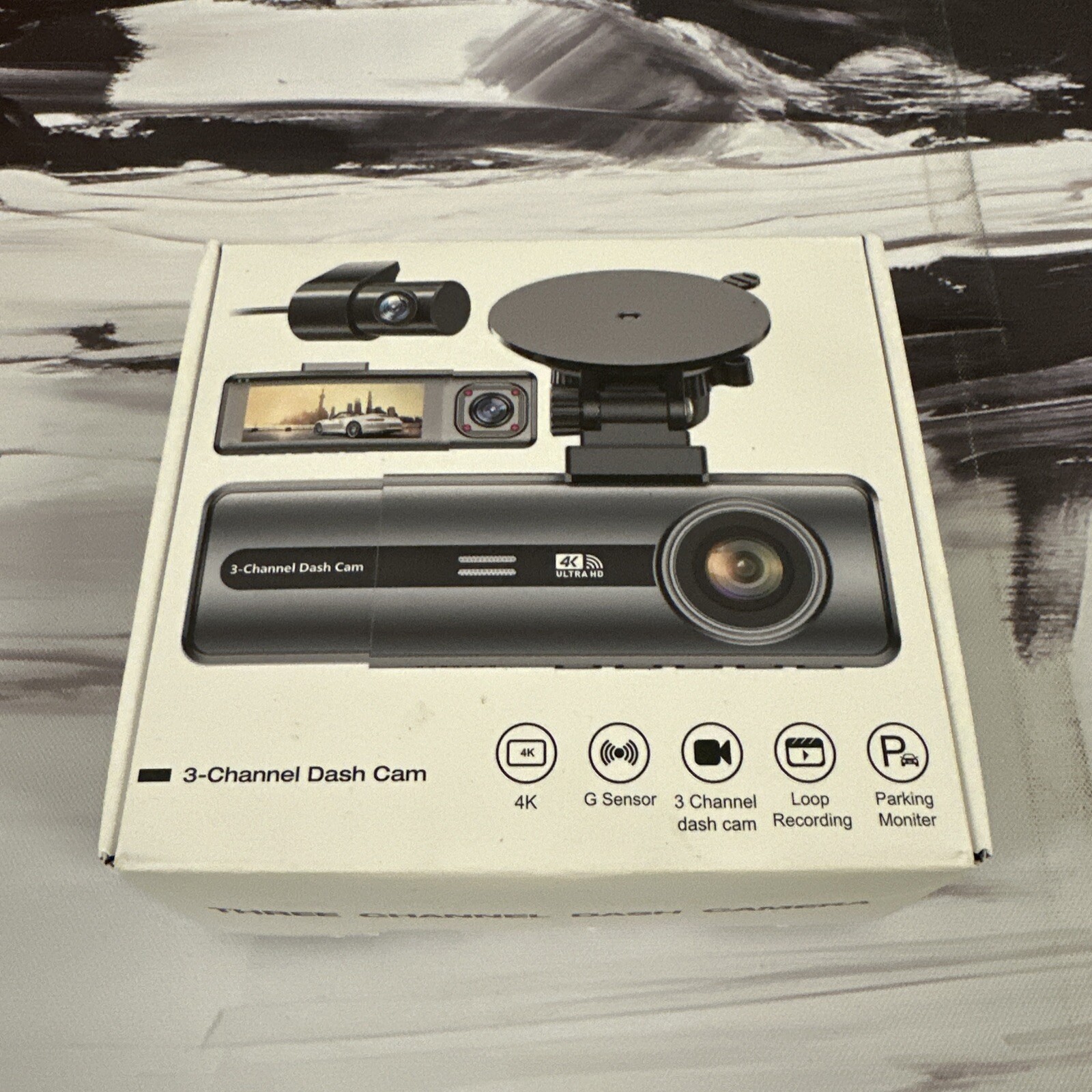 US 3 Channel Dash Cam 4K with Inside Camera 64GB Card Accessories Included