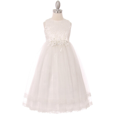 WHITE Size 2 Flower Girl Dress Wedding Birthday Formal Graduation Bridesmaid