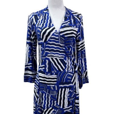 Wrap Dress Size Lands' End Women's Faux Wrap Dress Size S/6-8 Blue