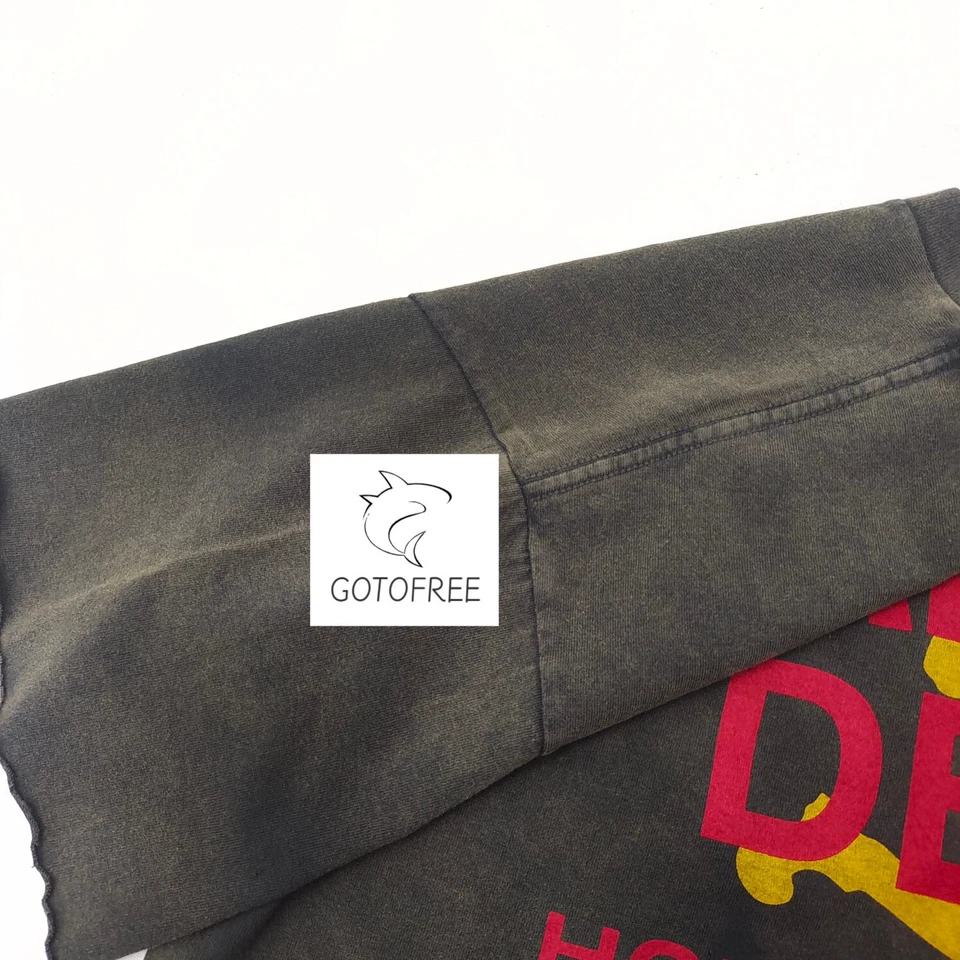 GOTOFREE MEN BLACK COTTON SKULL PRINTED T SHIRT HIP HOP SHORT TOP TEE DISTRESSED - Image 4 of 4