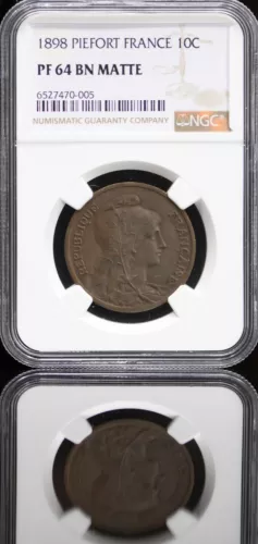 FRANCE 10 Centimes 1898 NGC PF64BN Maz-2163 Piefort Matte