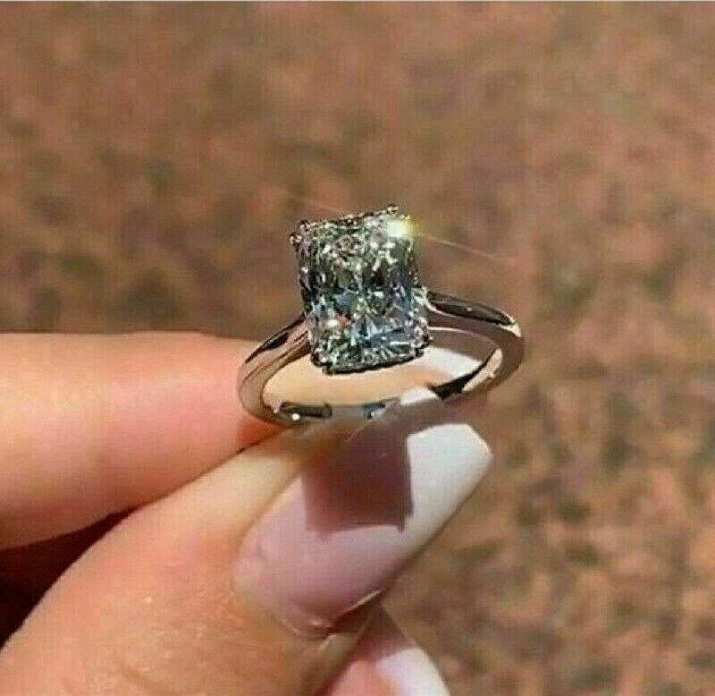 Classic 2.00 Ct Radiant Cut Off White Treated Diamond Ring 925