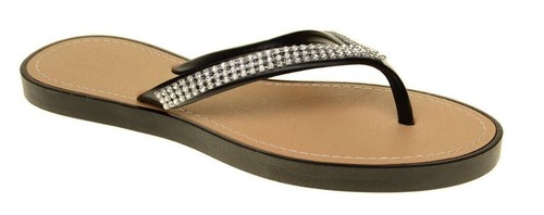 DAMAS MUJERES DETALLE DIAMANTE TANGA CHANCLAS VERANO SANDALIAS ZAPATOS PLAYA TALLA - Imagen 3 de 18