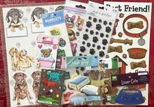 LOT #925 - Dog Puppies 10 Pkgs New 3D & Flat Stickers Jolee's Sticko Doodlebug