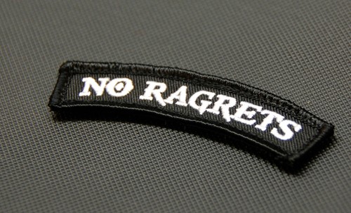 NO RAGRETS Tab Morale Embroidered Patch Scotty P The Millers Hook & Loop Backing - Picture 2 of 2