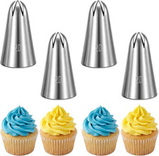 Large Piping Tips Set 4 PCS, Stainless Steel Cake Decorating Tips Frosting ...
