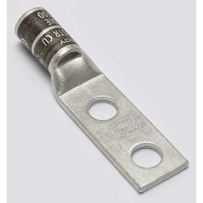 1 PC Burndy 'YA26L2TC38 Two-Hole Compression Lug, 2/0 AWG Max, 3/8 in Stud,