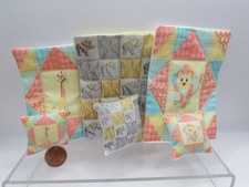 Dollhouse Miniature Zoo Animal Crib Blanket and Matching Pillow Set