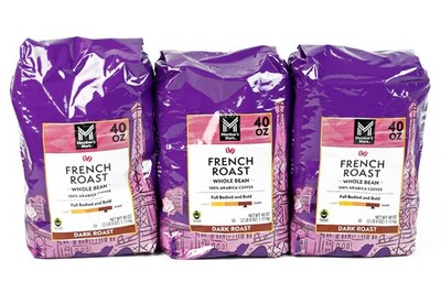 Member's Mark French Roast Whole Bean Coffee 40 oz. Bag (x3) -E
