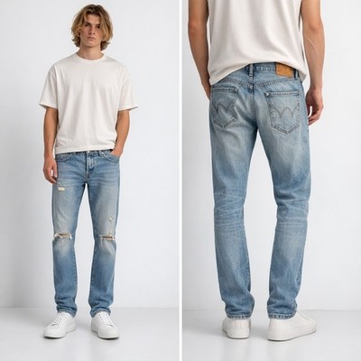 Edwin ED-80 Slim Tapered Jeans 33x32 Distressed Japanese Denim  J1817