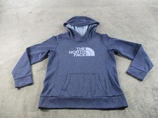 The North Face Hoodie Womens Medium Blue Pullover Logo Kangaroo Pocket Fleece