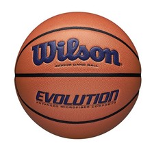 WILSON Evolution Indoor Game Basketball, Navy, Size 7 - 29.5", Navy/Brown