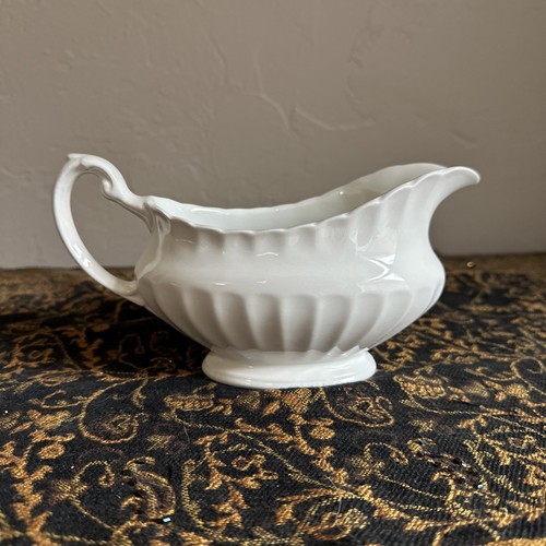 De colección - 8" Alfred Meakin Ltd. Inglaterra Gravy Boat, Blanco Real Semi Porcelana - Imagen 2 de 4