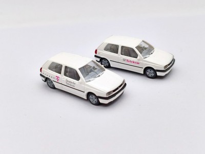 2x VW Golf III '' Deutsche Telekom '' Wiking 1:87 H0 weiß Volkswagen Golf 3