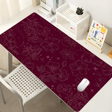 40 90cm 35x16 Inch Extra Large Minimalist Floral Line Mouse Pad Chic Burgundy B