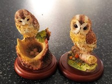 RUSSELL WILLIS BORDER FINE ARTS x 2 TAWNY OWL FIGURINES