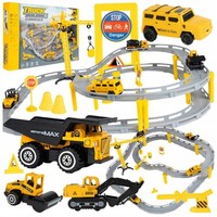 [PACZA][5] Tor Samochodowy Plac Budowy Auto + 3 Pojazdy Budowlane Metalowe Z834