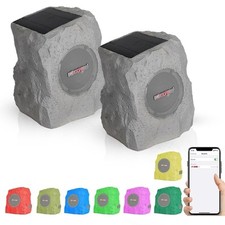 5Core Rock Speaker Solar 2Pc Outdoor Waterproof Bluetooth Garden 5.7" Speakers