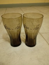 2 Vintage Coca-Cola Glasses Smokey Brown Amber Tint Libbey Tumblers McDonalds