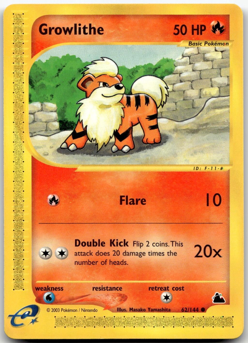 Growlithe 62/144 Common Skyridge Pokemon E-Reader Near Mint