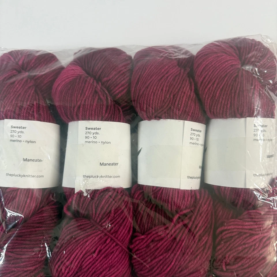 Plucky Knitter Merino/Cachemira/Nylon Lote 10 Rojo Magenta Leer Color Específico Foto 4 de 4