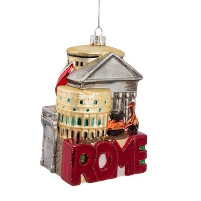 Kurt Adler 5-Inch Glass Rome Cityscape Ornament 5 inches, Red 