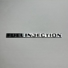 Vintage Fuel Injection Chrome Emblem Badge Nameplate Black Silver Metal Car Trim