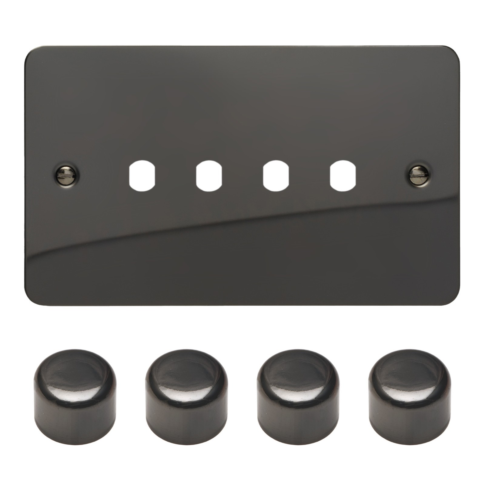 Varilight WFID4 Ultraflat Iridium Matrix 4 Gang Dimmer Kit inc Knobs Twin Plate