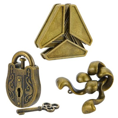 Brain Teaser Puzzles- 3 PCS Metal Puzzles Kit Metal Cast Puzzle Games Toys Unloc