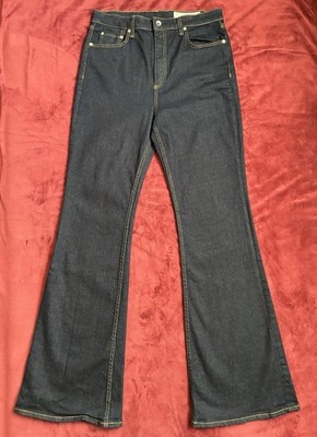 Rag & Bone Women's Casey High Rise Flare Jean Long Rinse Color Dark Wash Sz 32