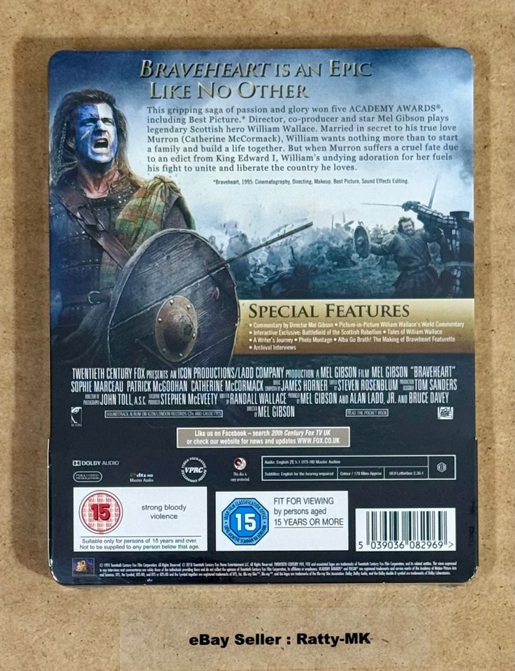 BRAVEHEART - UK EXCLUSIVE BLU RAY STEELBOOK - NEW & SEALED - Image 2 of 4