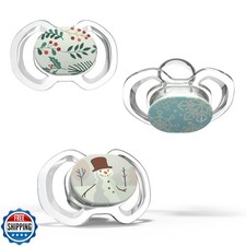 Smilo Baby Christmas Pacifier - 3 Pack of Slimline Pacifiers for Babies - 100
