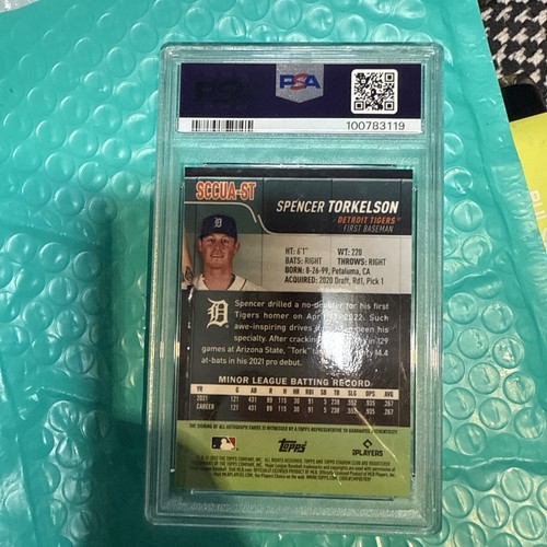 Spencer Torkelson 2022 Topps Stadium Club Green Refractor /99 Auto PSA 9/8 - Picture 3 of 4