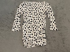 Ellen Tracy Shirt Dress Womens Medium Half Sleeve Polka Dot Stretch Bodycon