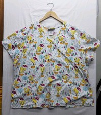 Women  s LOONEY TUNES Tweety Bird Christmas Cactus Scrub Top Size Small 3XL