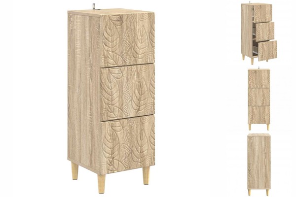 Kommode Schubladenschrank Sideboard Schmal Sonoma-Eiche 33X34,5X90 Cm Holzwerkst-image