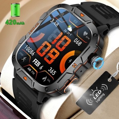 Smartwatch Herren mit Telefonfunktion Fitnessuhr Schlaftracker LED-Taschenlampe