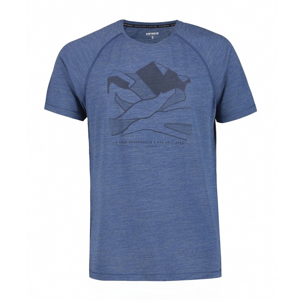 T-shirt de randonnée homme laine mérinos Icepeak Barclay bleu t-shirt outdoor trekking