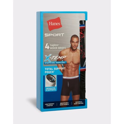 Hanes  X-Temp  Men's 4-Pack Boxer Briefs ''Total Support Pouch & SPORT & COOL''