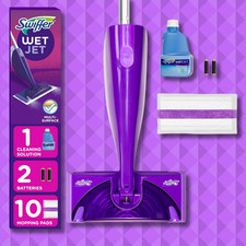 WetJet Floor Mop Starter Kit with 5 Pads  Cleaner Solution