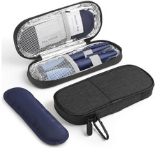 Insulin Pen Cooler Travel Case with 2 Ice Packs for Diabetic Supplies, Black