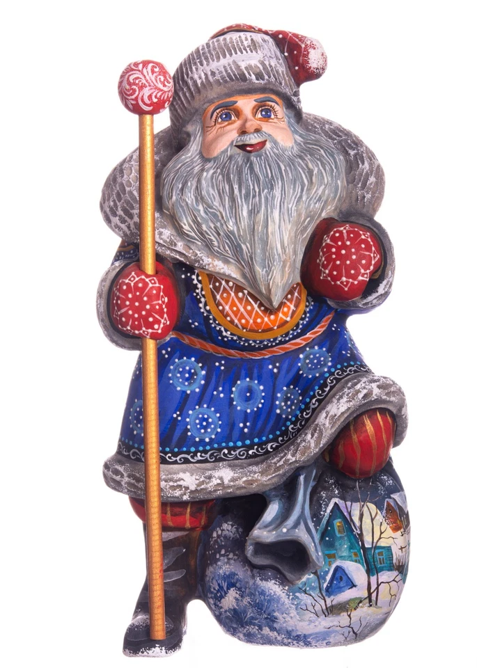 Figura de Papá Noel tallada a mano de madera 10", decoración de vacaciones de Navidad para el hogar interior Foto 4 de 4