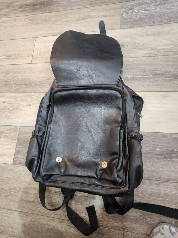 Mochila Buluo Jeep vintage de cuero negro para hombre Foto 3 de 4