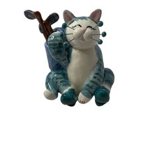 Amy Lacombe Annaco Creations VTG Whimsiclay Large Cat Golfer Complete W/Clubs