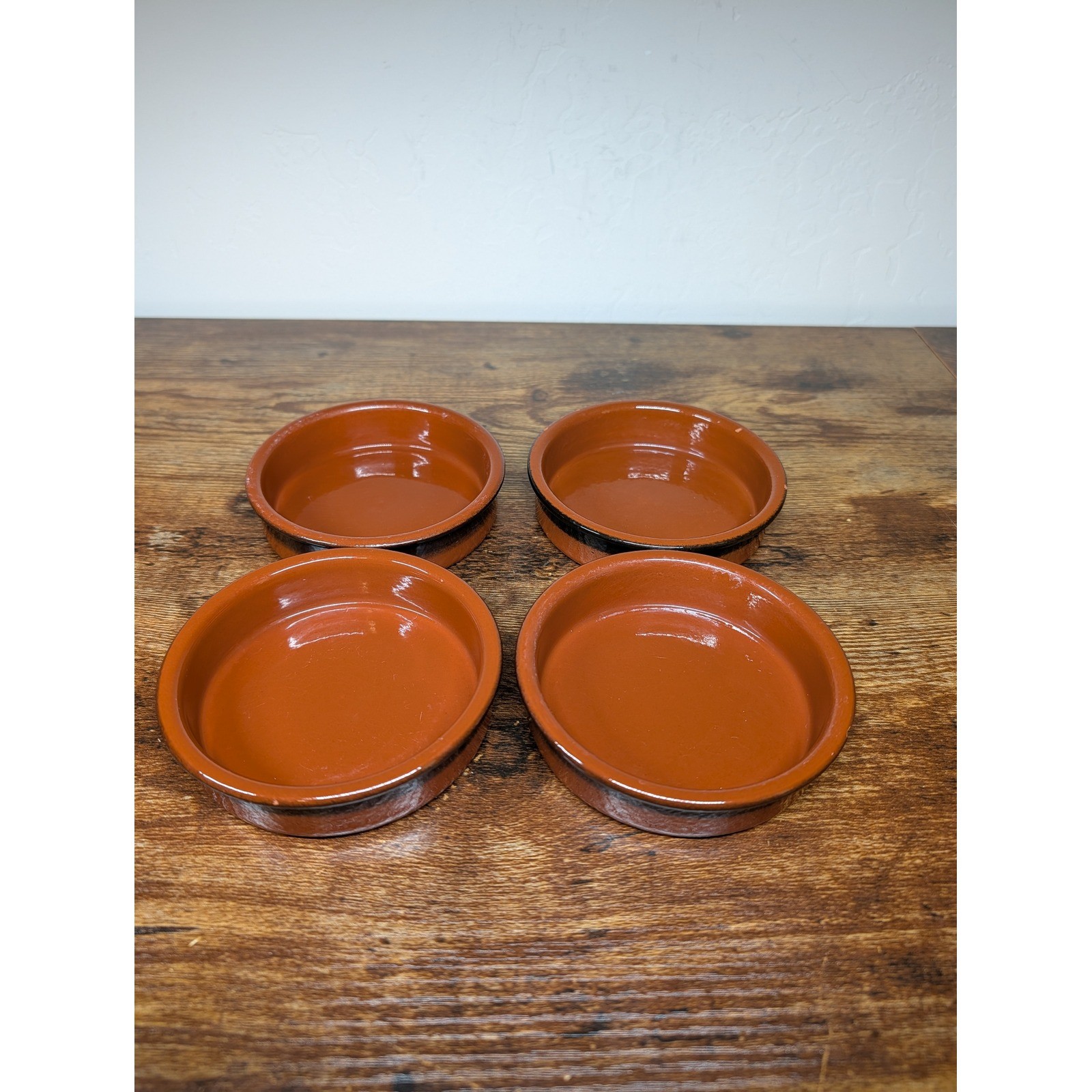 Set of 4 Terracotta Ramekins Small Serving Dishes Round