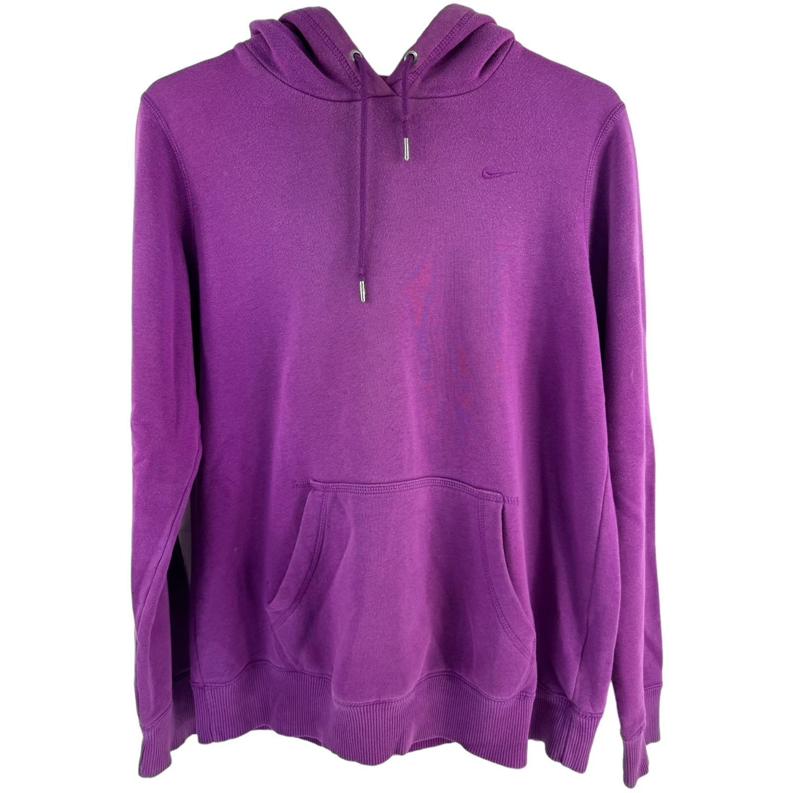 Nike Women's Purple Embroidered Pullover Drawstring Hoodie Used | Large